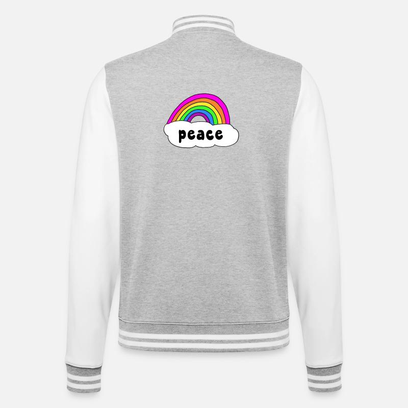Frieden Peace Regenbogen Wolke - College-Sweatjacke - Grau meliert/Weiß
