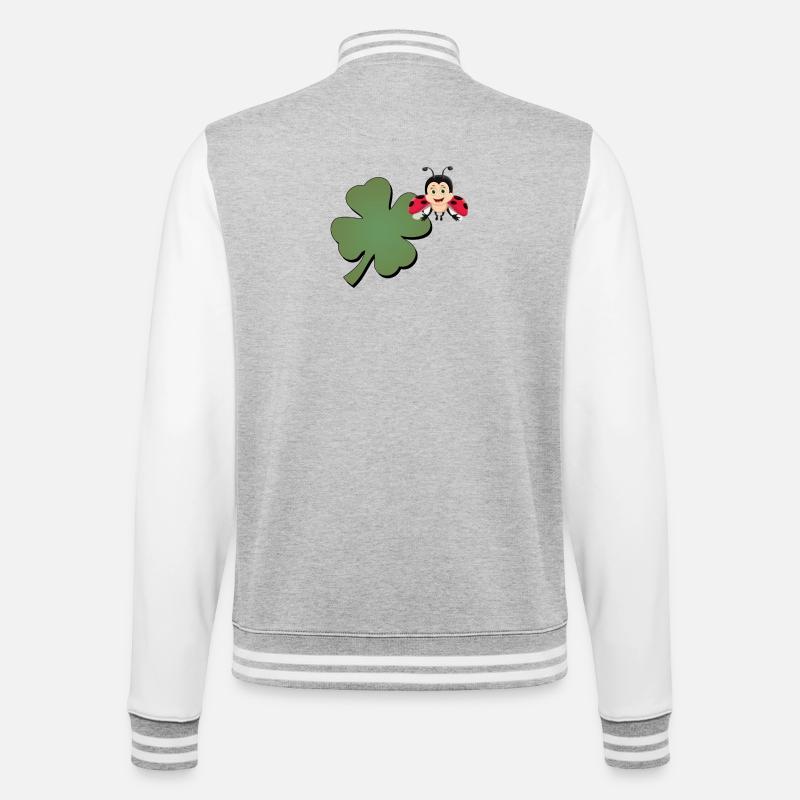 Cloverleaf with Ladybug (ladybug) - College Sweat Jacket - heather grey/white