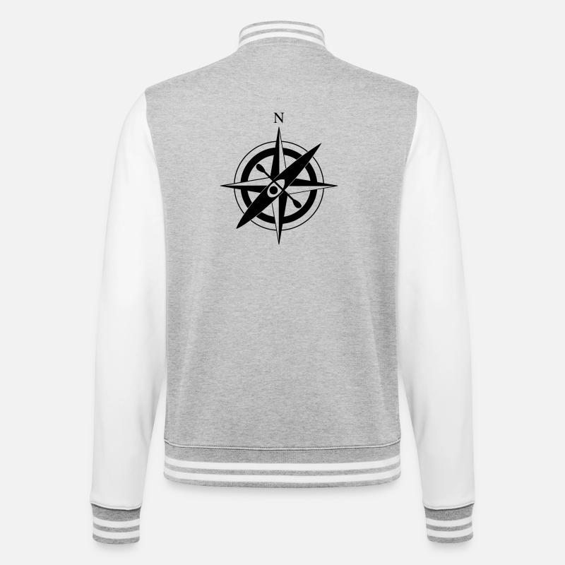 Kompass Rose Kajak - College-Sweatjacke - Grau meliert/Weiß