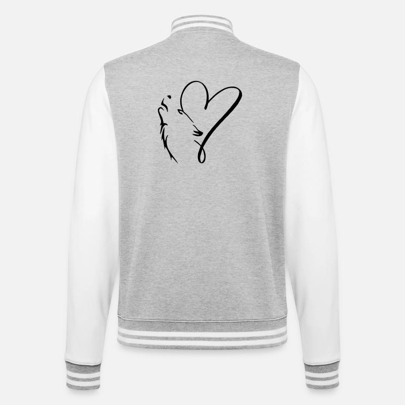 Wolf, Wölfin - College-Sweatjacke - Grau meliert/Weiß