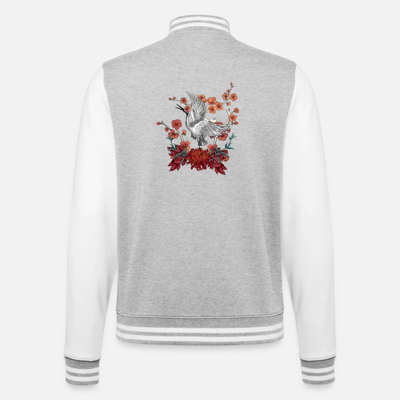 Belle grue avec des fleurs - Veste Teddy - gris chiné / blanc