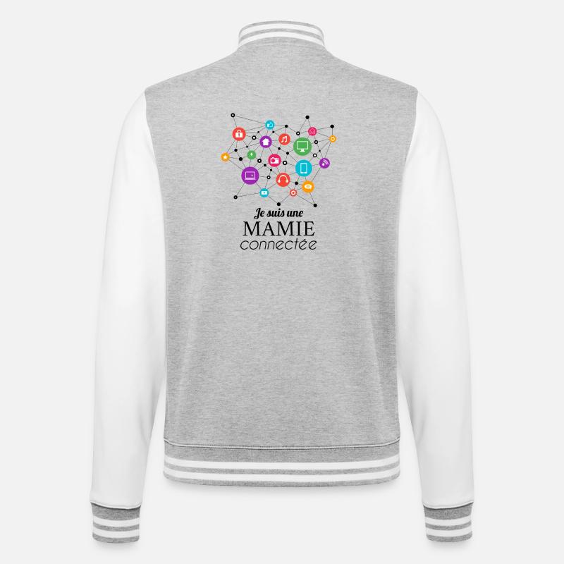 Mamie connectée au réseau - Veste Teddy - gris chiné / blanc