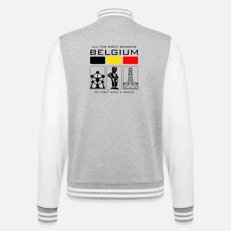 Bunte Blöcke und Bogen - College-Sweatjacke - Grau meliert/Weiß