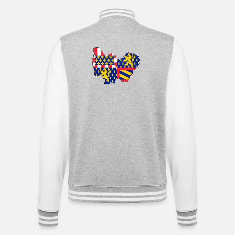 Bourgogne Franche Comté - College-Sweatjacke - Grau meliert/Weiß