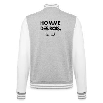 Homme des bois – Bois de cerf - Veste Teddy - gris chiné / blanc - Dos - Marisol (170cm)
