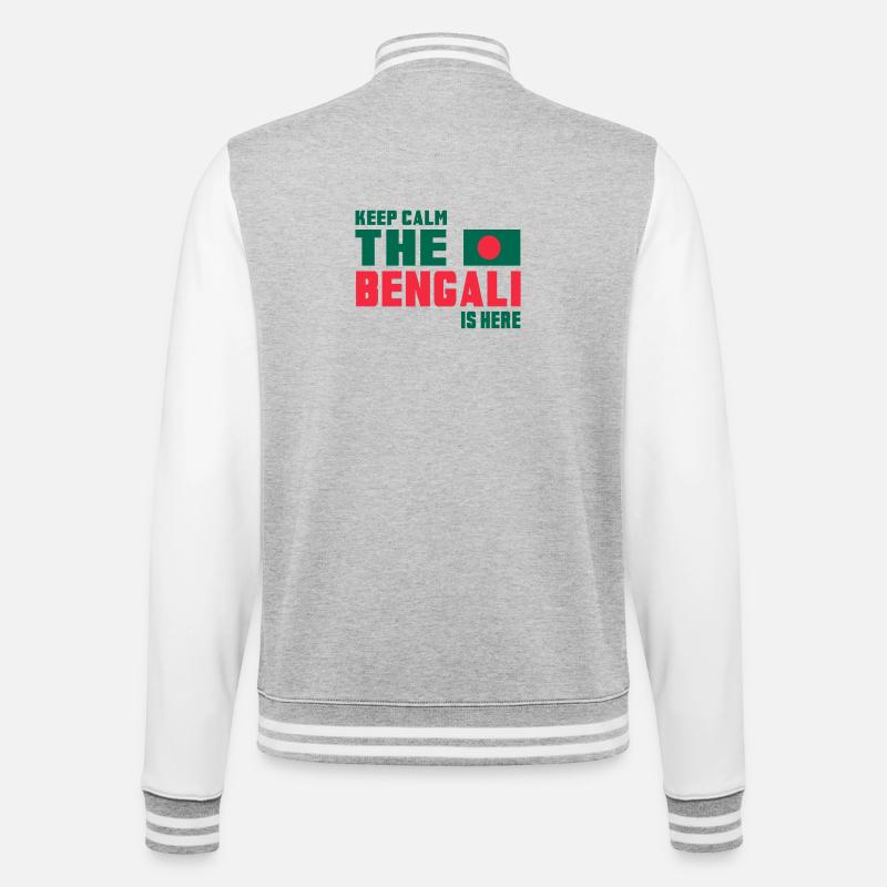 Keep Calm Bangladesch Design / Geschenkidee - College-Sweatjacke - Grau meliert/Weiß