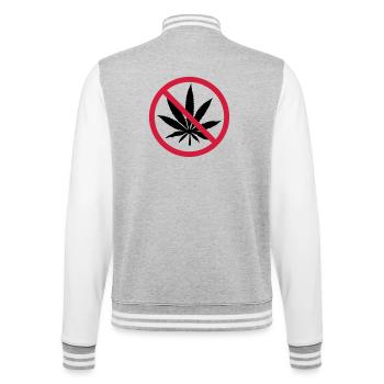 Weed Prohibited Sign - College Sweat Jacket - heather grey/white - Back - Marisol (170cm)
