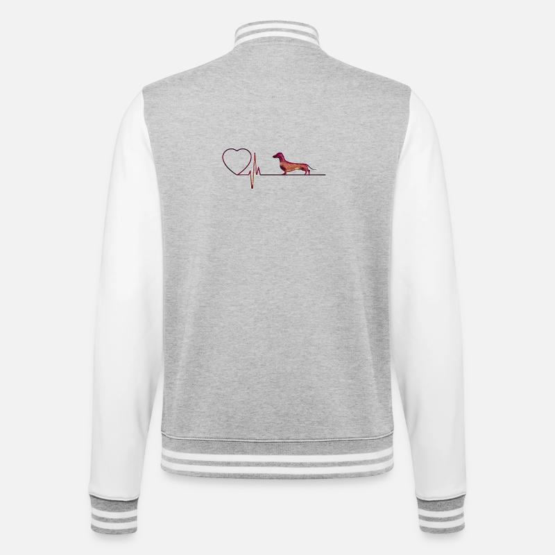 Ich liebe Dackel - College-Sweatjacke - Grau meliert/Weiß