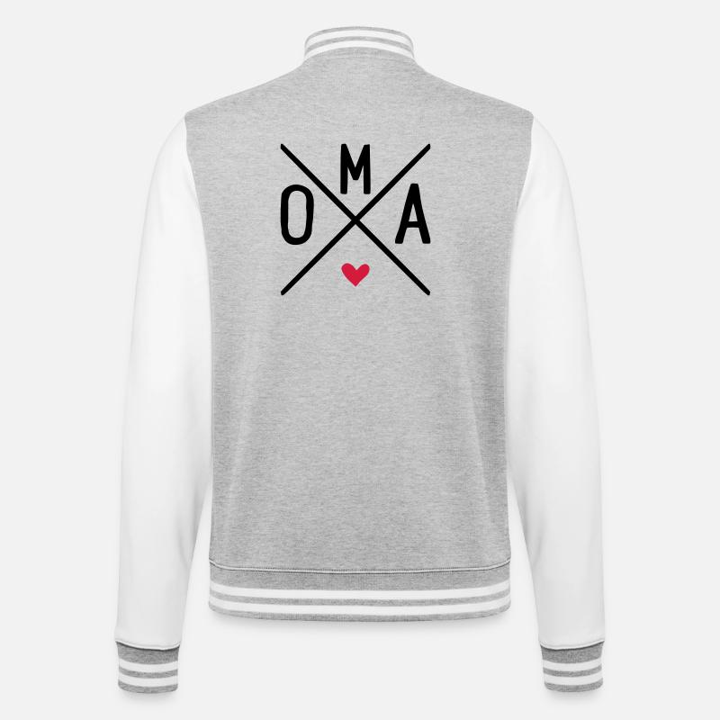 oma - College-Sweatjacke - Grau meliert/Weiß