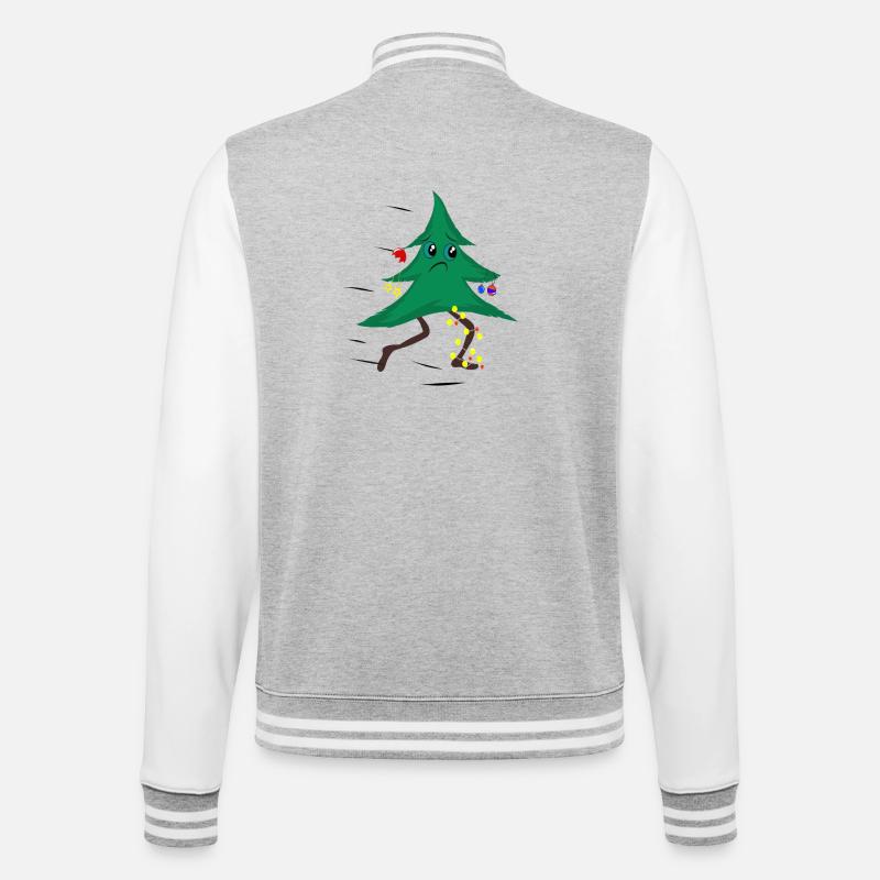 Laufender Weihnachtsbaum - College-Sweatjacke - Grau meliert/Weiß