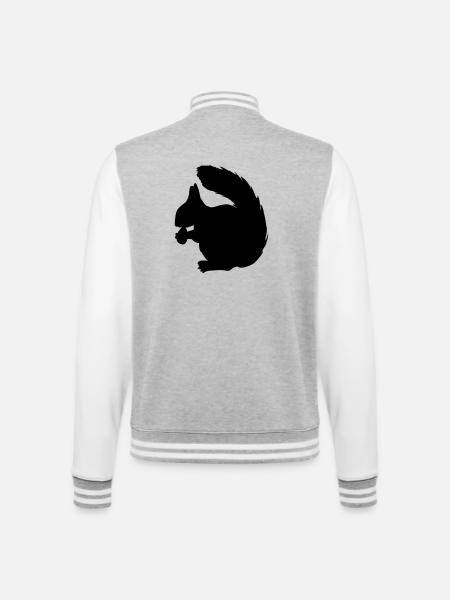 Squirrel with nut shadow figure - College Sweat Jacket - heather grey/white