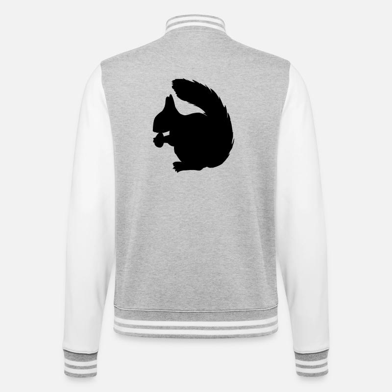 Eichhörnchen mit Nussschattenfigur - College-Sweatjacke - Grau meliert/Weiß