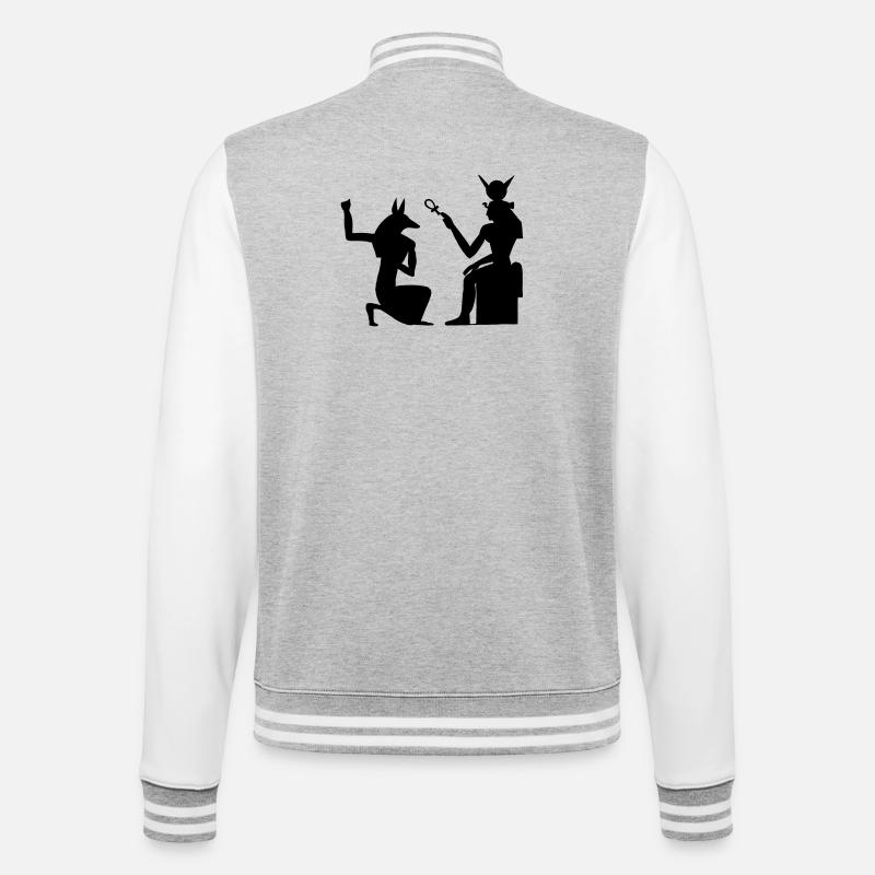 Pyramid Egyptian hieroglyphics pharaoh - College Sweat Jacket - heather grey/white