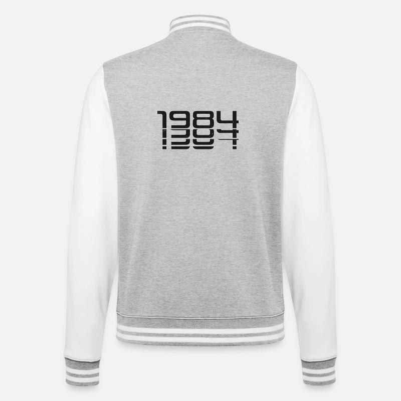 Glitch 1984 Zahlenkunst - College-Sweatjacke - Grau meliert/Weiß