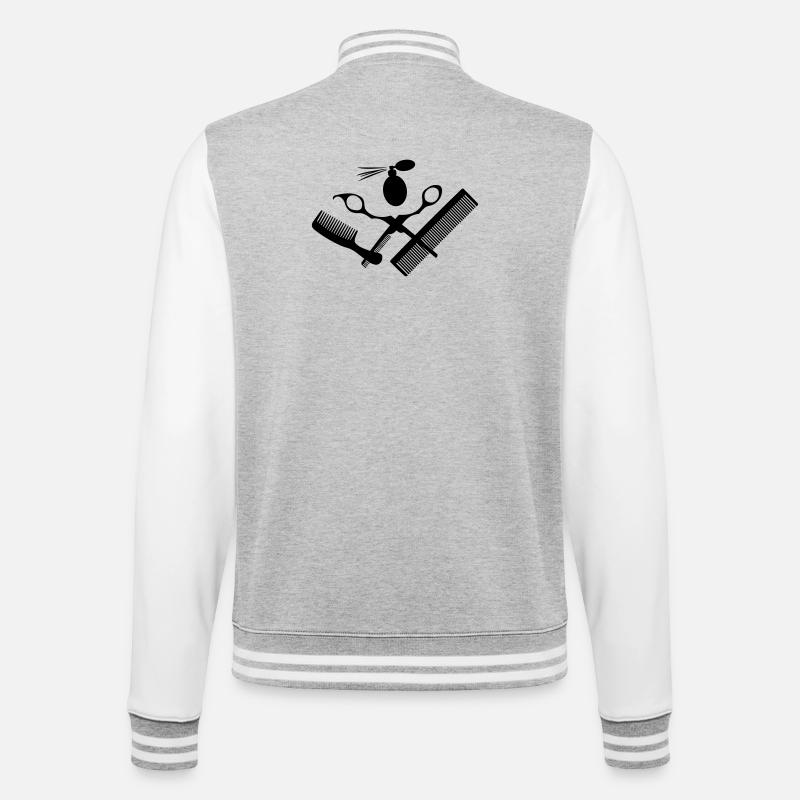 Pour salon de coiffure avec ciseaux - Veste Teddy - gris chiné / blanc