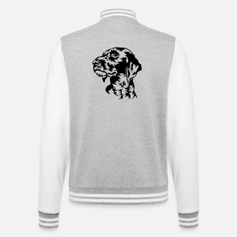 German Wirehaired Pointer head - College Sweat Jacket - heather grey/white