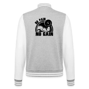 no pain no gain - College Sweat Jacket - heather grey/white - Back - Marisol (170cm)