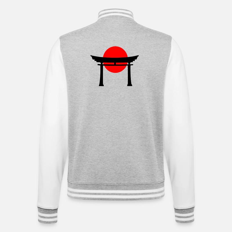 Torii devant le soleil japonais - Veste Teddy - gris chiné / blanc