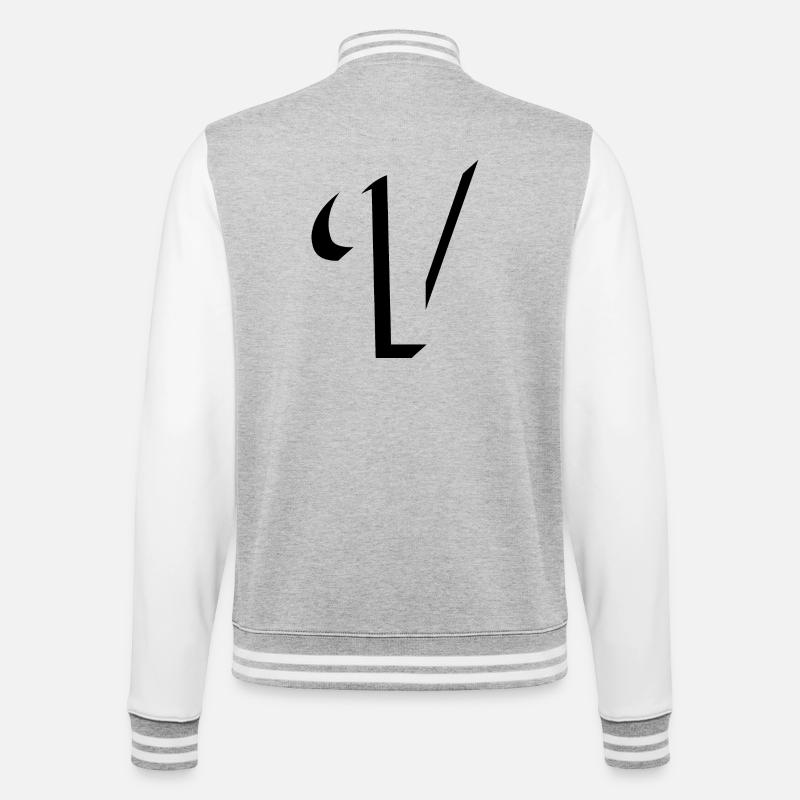 Letter V, name, the letter V - College Sweat Jacket - heather grey/white