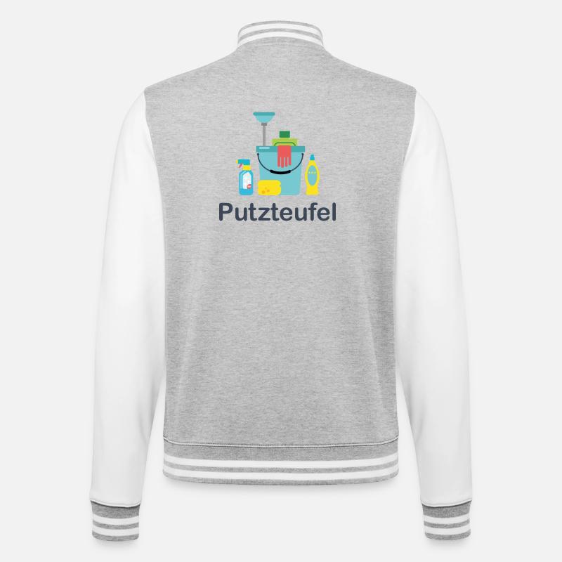 Putzteufel - College-Sweatjacke - Grau meliert/Weiß