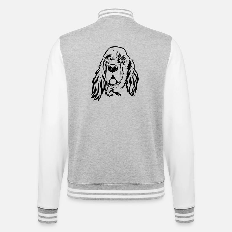 Tête de setter anglais - Veste Teddy - gris chiné / blanc
