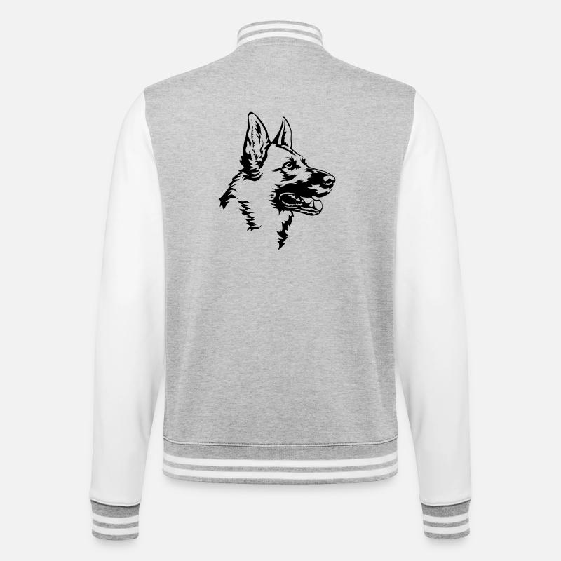 German shepherd head - College Sweat Jacket - heather grey/white