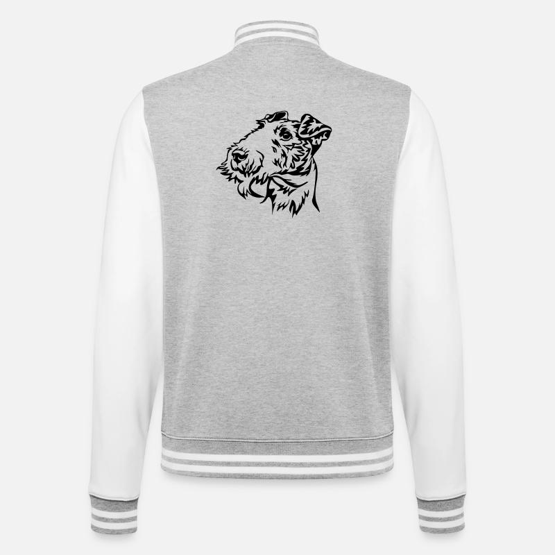 Foxterrier Kopf - College-Sweatjacke - Grau meliert/Weiß