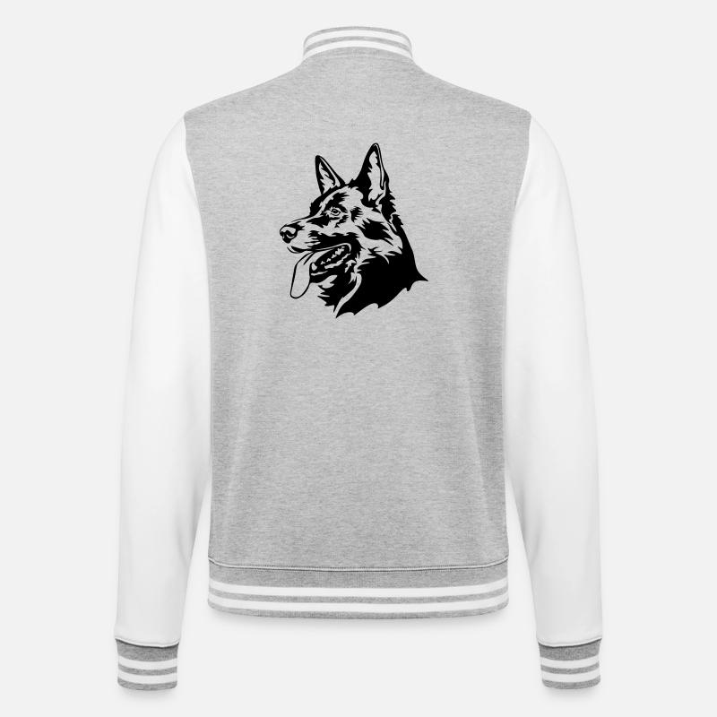German shepherd head - College Sweat Jacket - heather grey/white