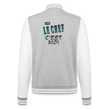 Ici le Chef C'est Moi Patron - Veste Teddy - gris chiné / blanc - Dos - Marisol (170cm)