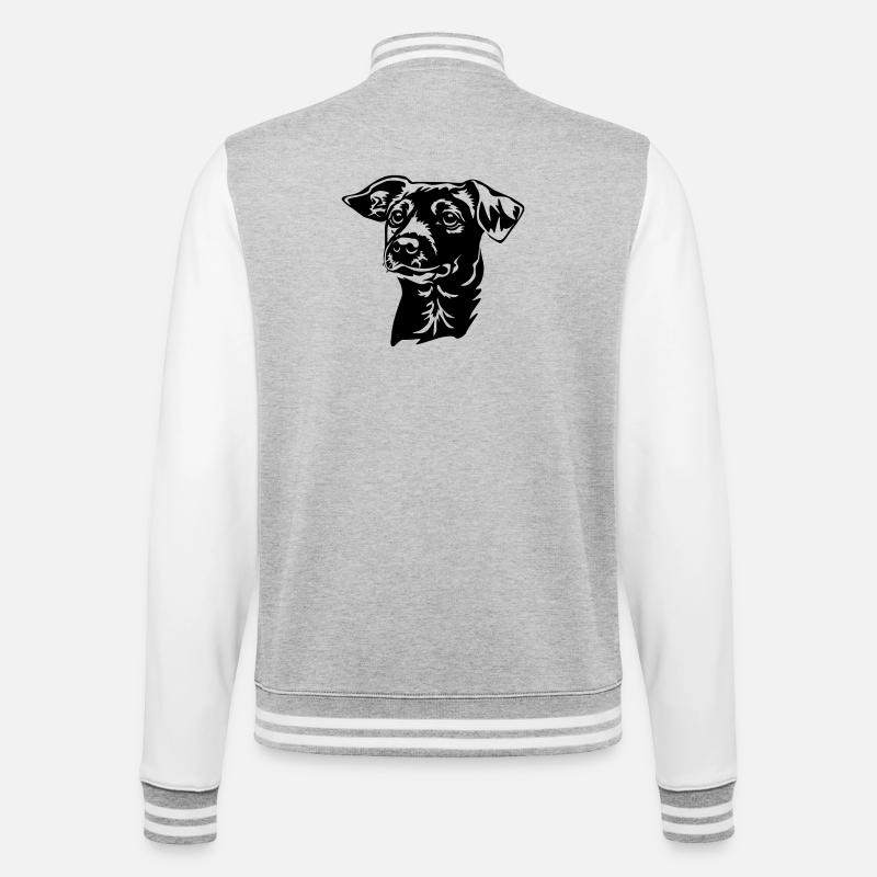 Jack Russell Terrier Kopf - College-Sweatjacke - Grau meliert/Weiß