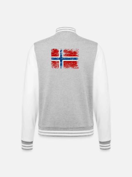 Norwegian flag in vintage style - College Sweat Jacket - heather grey/white