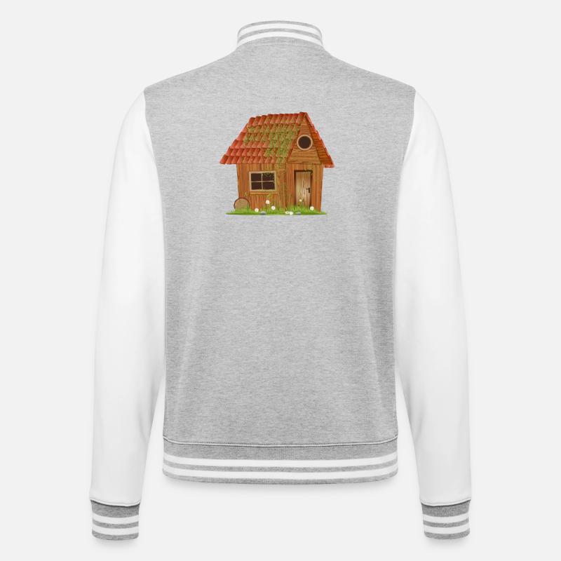 small windswept rustic hut - College Sweat Jacket - heather grey/white