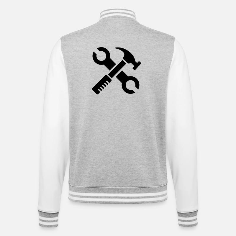 werkzeug tools symbol geschenk tischler Handwerker - College-Sweatjacke - Grau meliert/Weiß