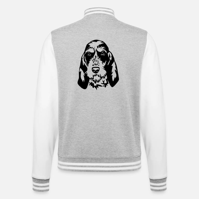 Griffon Bleu de Gascogne Head - College Sweat Jacket - heather grey/white