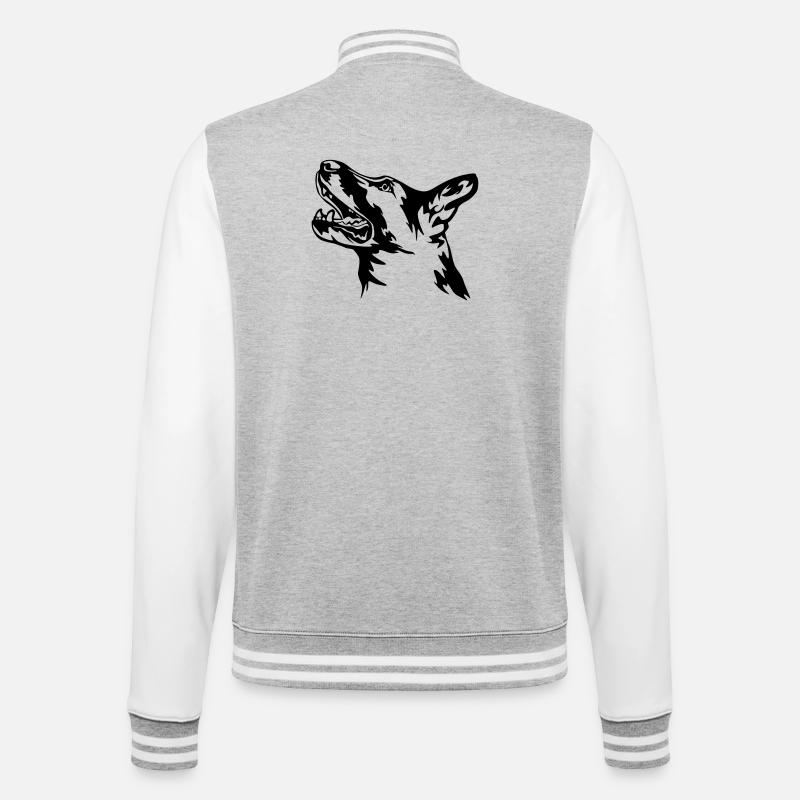 German Shepherd Head - College Sweat Jacket - heather grey/white