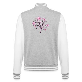 Kirschblüten Blüten Sakura Frühling - College-Sweatjacke - Grau meliert/Weiß - Hinten - Marisol (170cm)