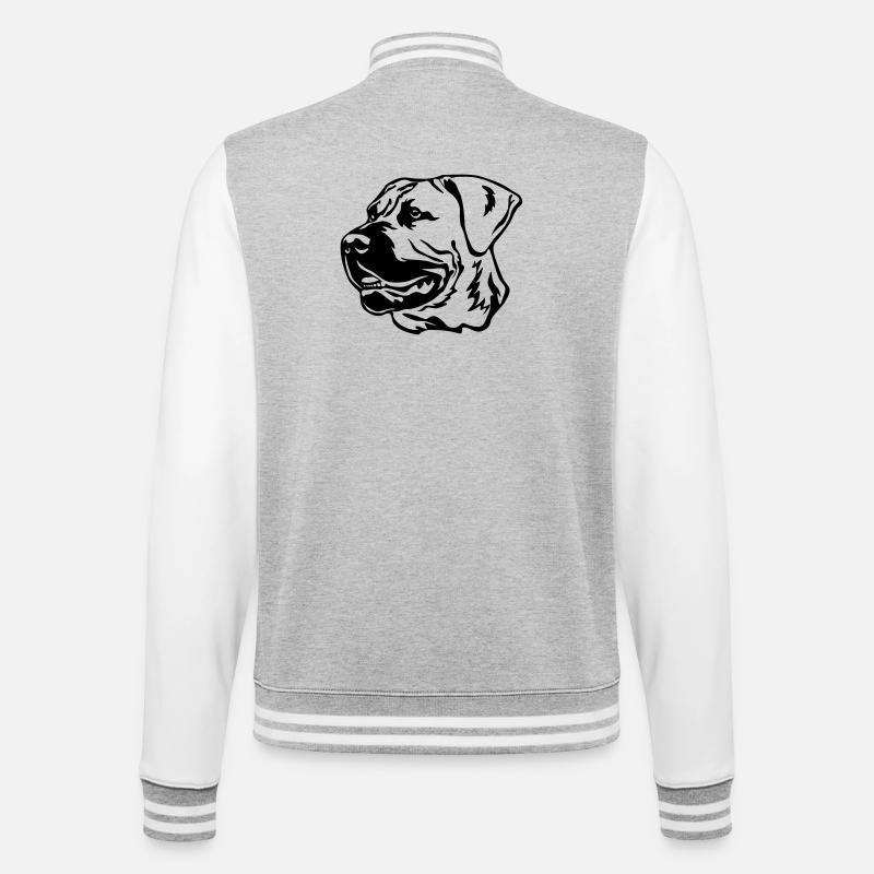 Boerboel Kopf - College-Sweatjacke - Grau meliert/Weiß