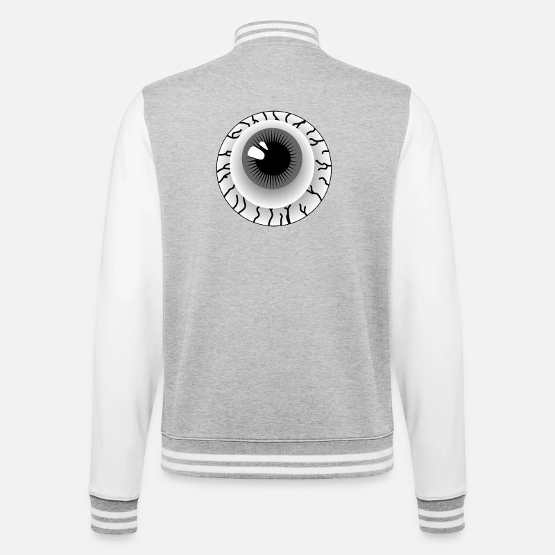 Grauer Augapfel - College-Sweatjacke - Grau meliert/Weiß