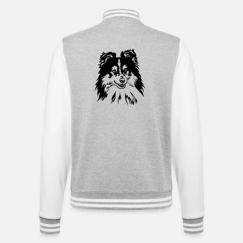 Sheltie Kopf - Veste Teddy - gris chiné / blanc