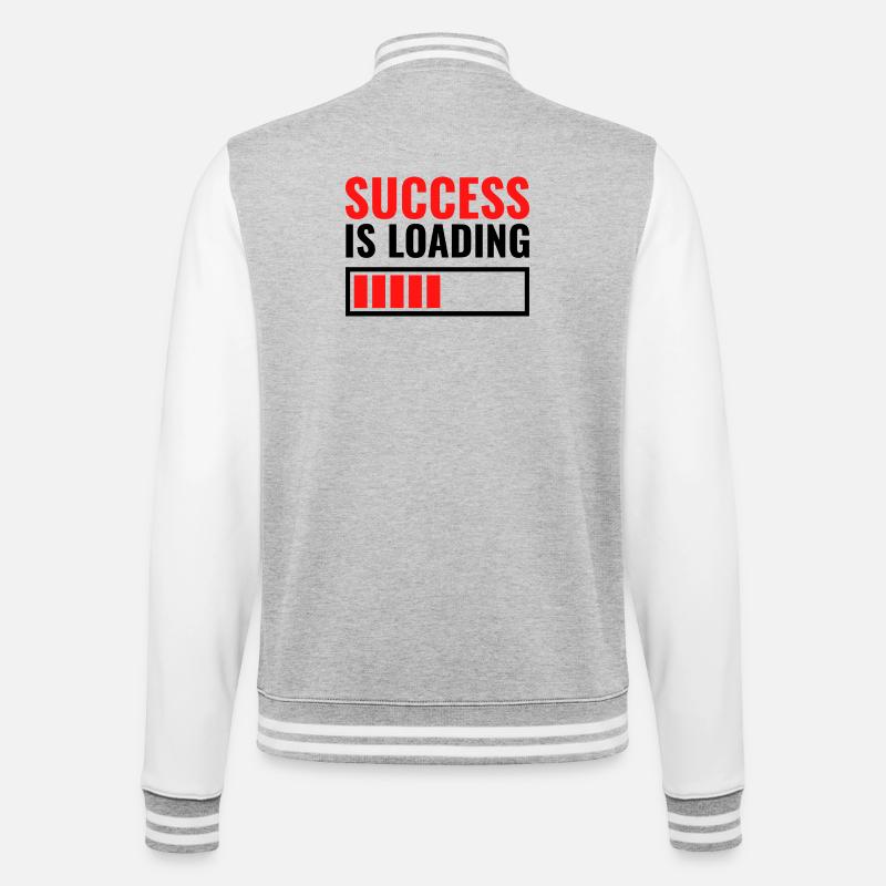Success is loading personalisiertes Geschenk - College-Sweatjacke - Grau meliert/Weiß