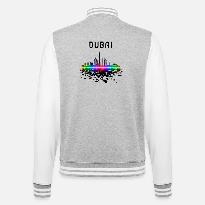 Dubai Skyline Splash Design / Gift - College Sweat Jacket - heather grey/white