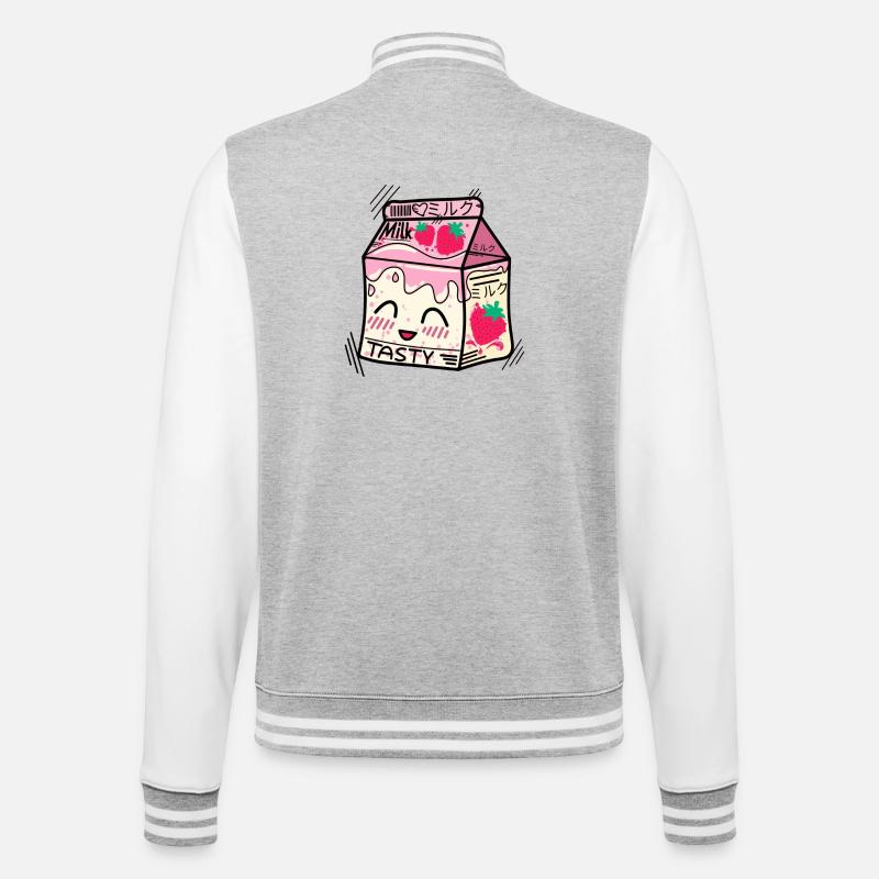 Kawaii Erdbeermilch - College-Sweatjacke - Grau meliert/Weiß