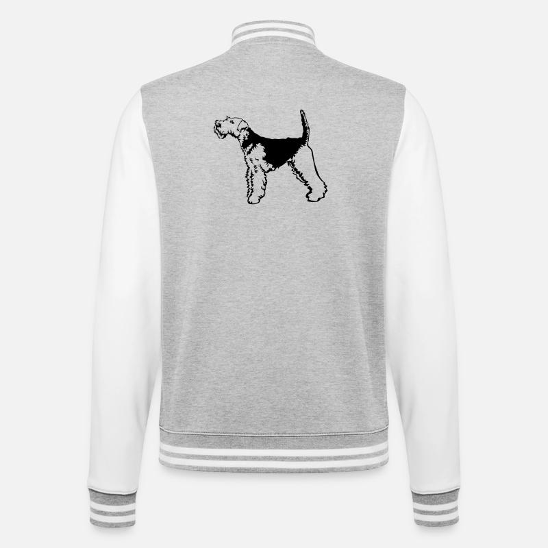 Welsh Terrier - College-Sweatjacke - Grau meliert/Weiß