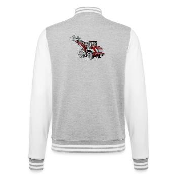 Industrie des excavatrices rouges - Veste Teddy - gris chiné / blanc - Dos - Marisol (170cm)