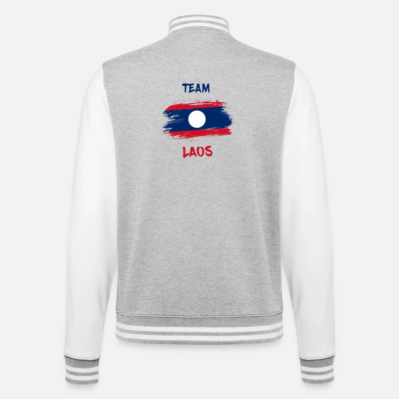 Team Laos Flags Design / Gift - College Sweat Jacket - heather grey/white