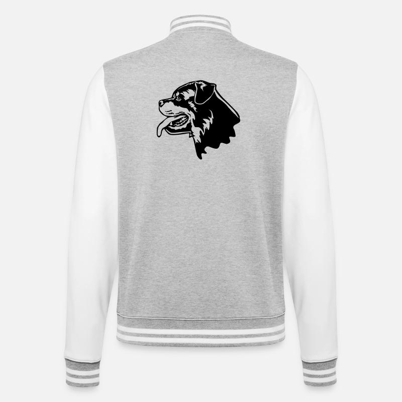 Rottweiler Kopf - College-Sweatjacke - Grau meliert/Weiß