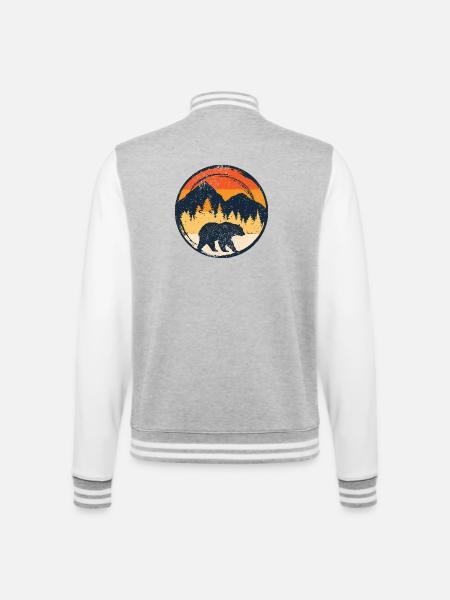 Bear at Sunset in Alpine Circle - College Sweat Jacket - heather grey/white