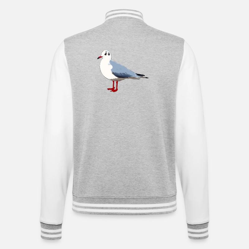 Möwe - College-Sweatjacke - Grau meliert/Weiß