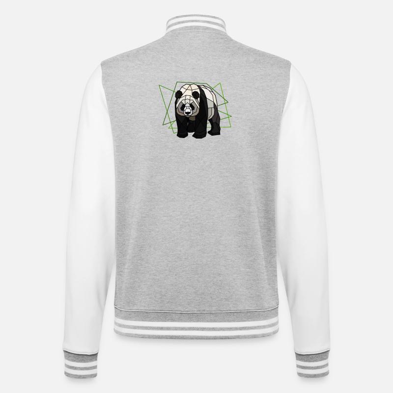 Großer Panda - College-Sweatjacke - Grau meliert/Weiß