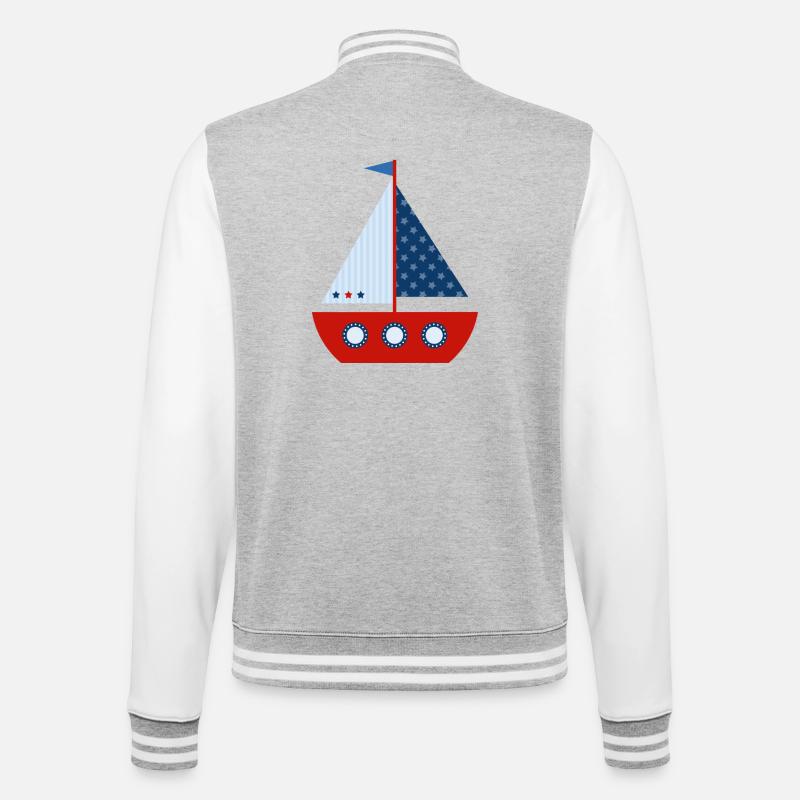 Segelboot - College-Sweatjacke - Grau meliert/Weiß
